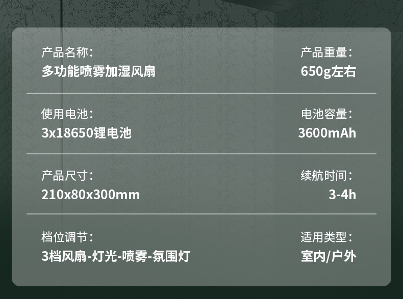 静音风扇大风力宿舍雾化迷你风扇喷雾加湿办公室小型桌面冷风机详情20