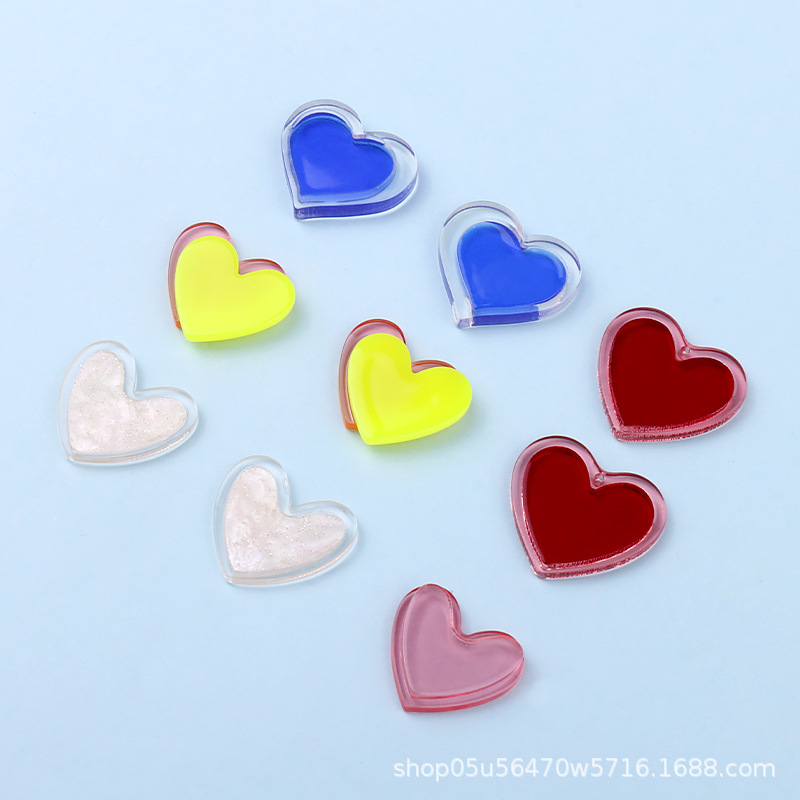 Wholesale of new acrylic color heart-shaped pieces diy handmade jewelry, earrings, necklaces and headwear materials pic 12