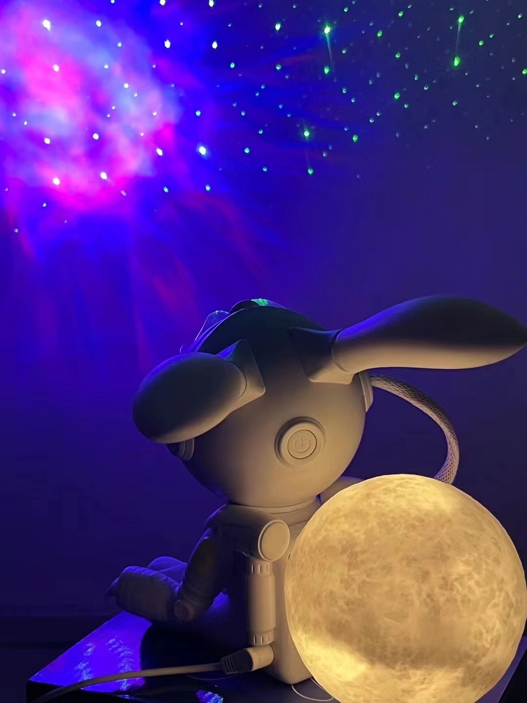 Crossover espacio conejo estrella luz proyector nebulosa colorida gypsophila ambiente regalo de cumpleaños para niños pequeña luz nocturna pic 3