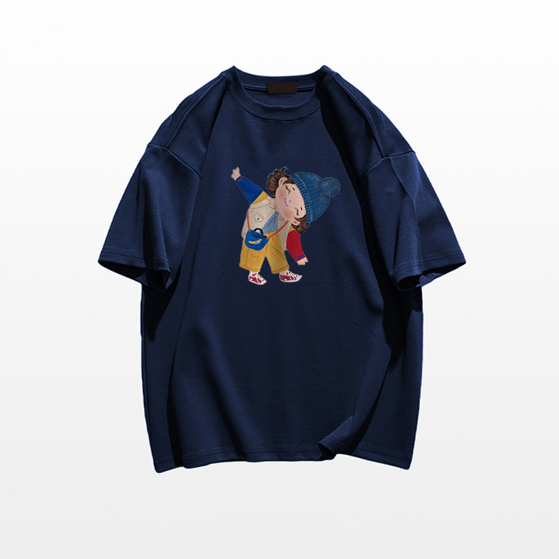 重磅纯棉正肩短袖t恤女2025夏季宽松新款ins美式卡通印花半袖上衣详情10