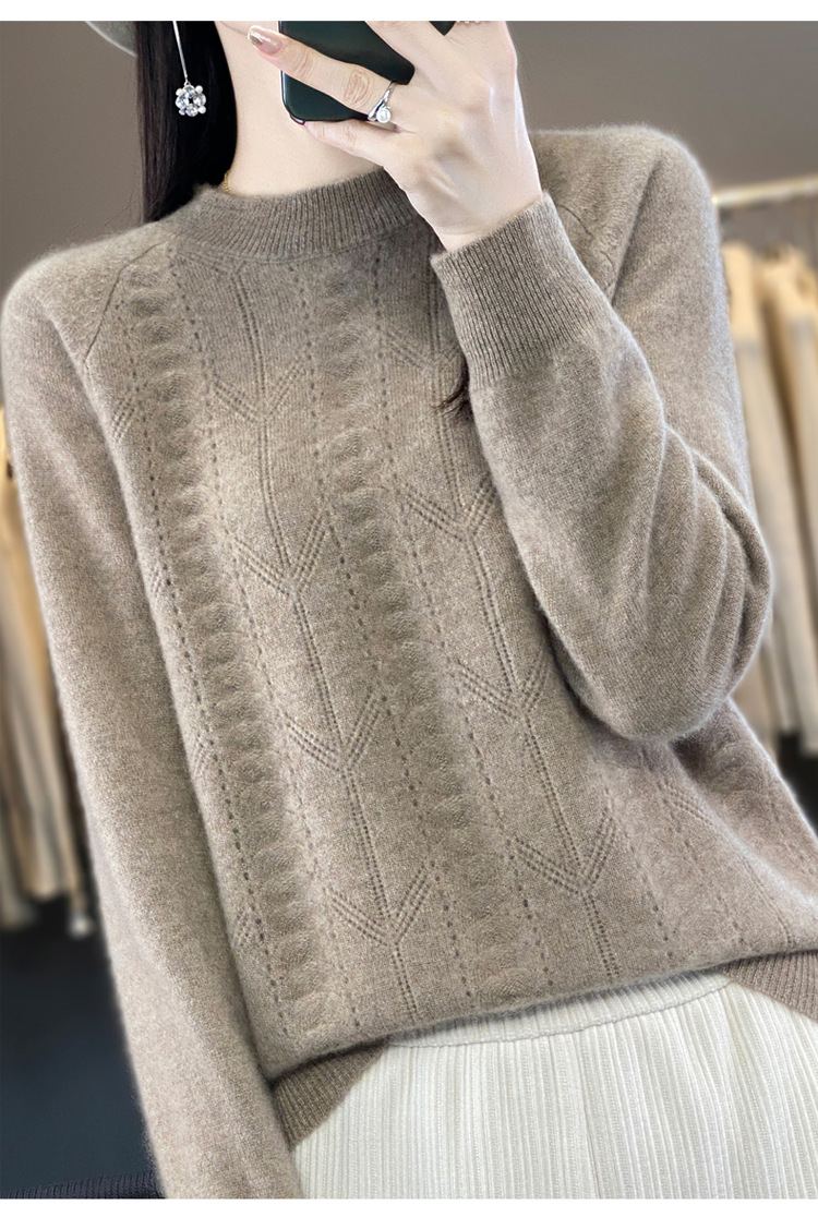 2023秋冬新款羊毛衫一线成衣圆领女士套头衫针织衫上衣打底毛衣详情16