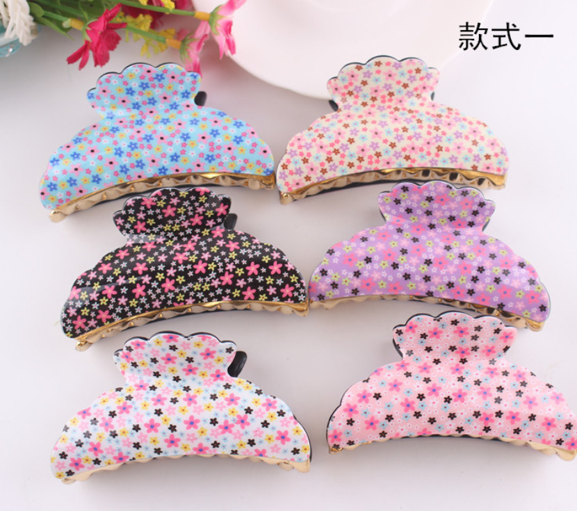 Large Korean floral acrylic hair clips pic 6