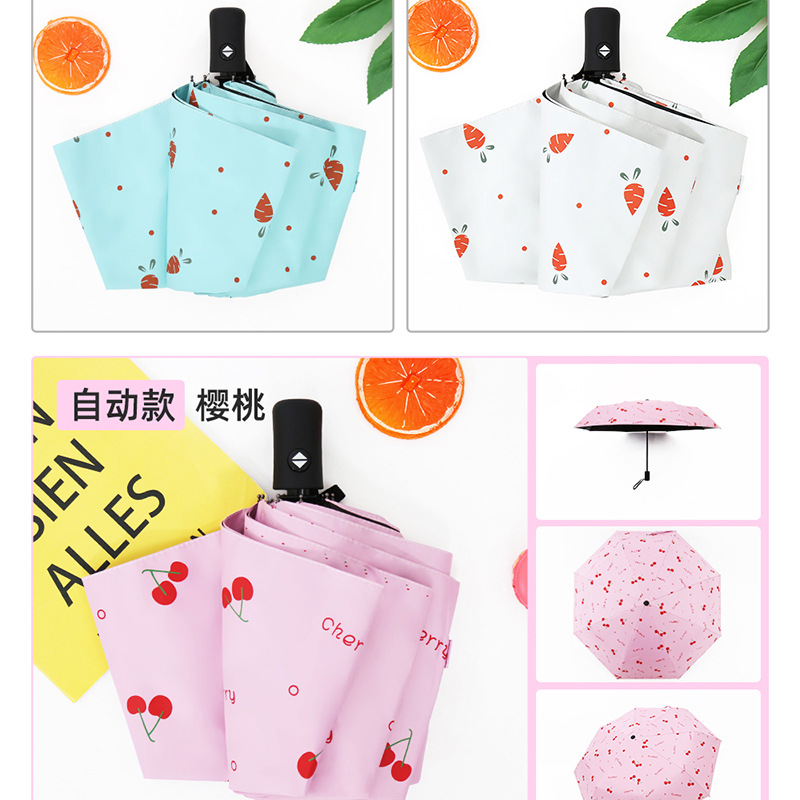 Automatic umbrellas for sun protection and shading, three-fold umbrellas, folding logo advertising umbrellas, bulk wholesale, UV black vinyl sun umbrellas pic 17