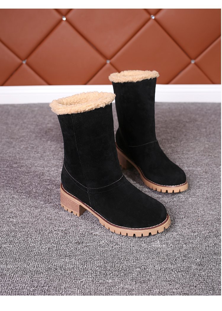 2024冬季新款绒面厚底粗跟中筒靴43码保暖棉鞋圆头大码外贸女靴子详情28