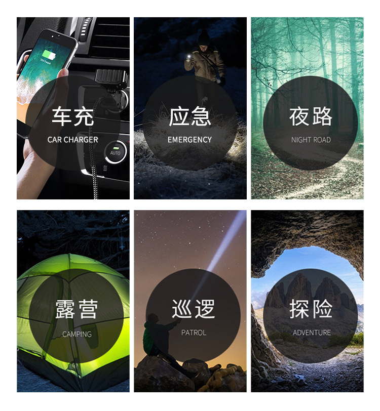 The new multi-functional car charging flashlight Type-C charging and maintenance lamp, window-breaking cone strong magnetic LED lighting lamp pic 6