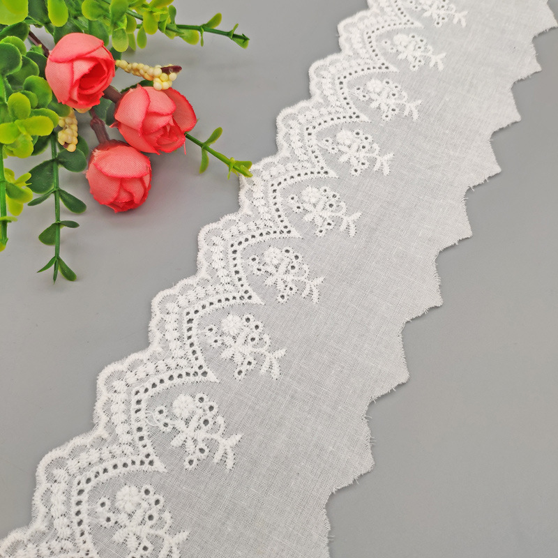 7 cm in stock, wavy perforated lace, DIY neckline and skirt hem lace, computer-embroidered, cotton embroidered lace pic 10