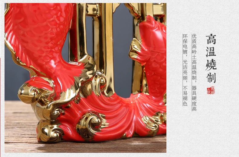 Chinagoods Ceramic Ornament定制新中式摆件鱼跃龙门家居玄关电视柜装饰婚房布置陶瓷工艺品详情8