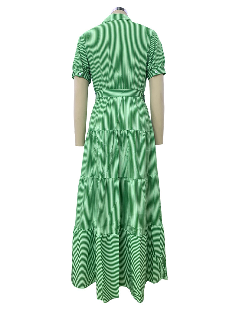 FD492 in stock 2024 Cross-border new Amazon fashion striped short-sleeved loose mid-length dress pic 38