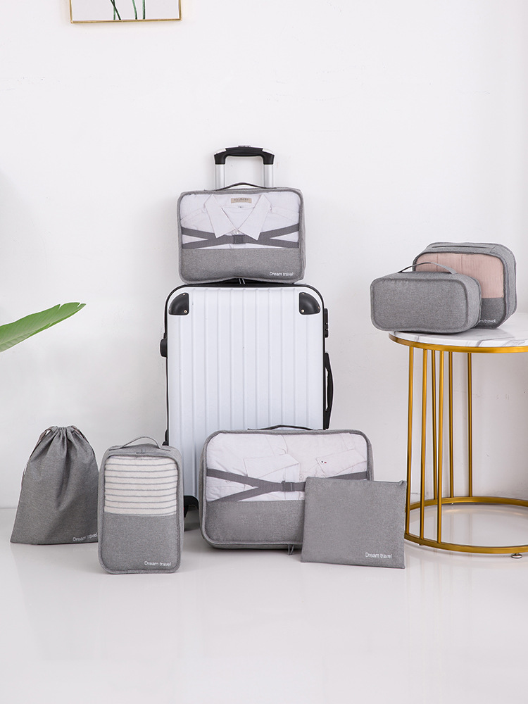 Travel seven-piece set storage bags, thickened luggage and clothing classification and organization storage bags for business trips and travels, wholesale from manufacturers pic 2