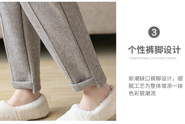 New casual pants for autumn and winter: thickened tweed pants, high-waisted radish pants, loose skinny pants, versatile cigarette tube pants pic 5