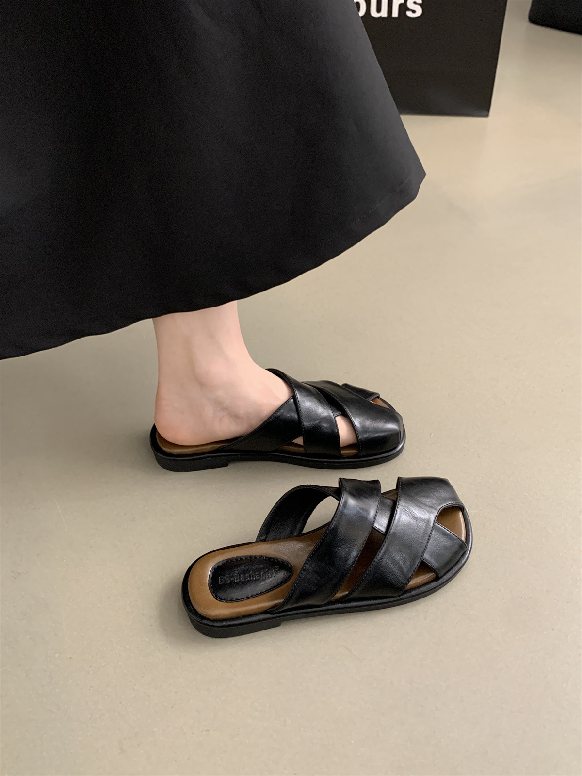 女士包头半拖鞋女夏外穿新款仙女风海边度假沙滩平底法式罗马凉拖详情11