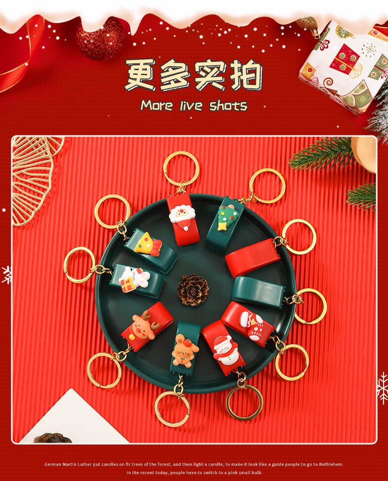 Christmas cute cartoon mini stapler, student small stapler with keychain, Christmas small gift binding machine pic 45