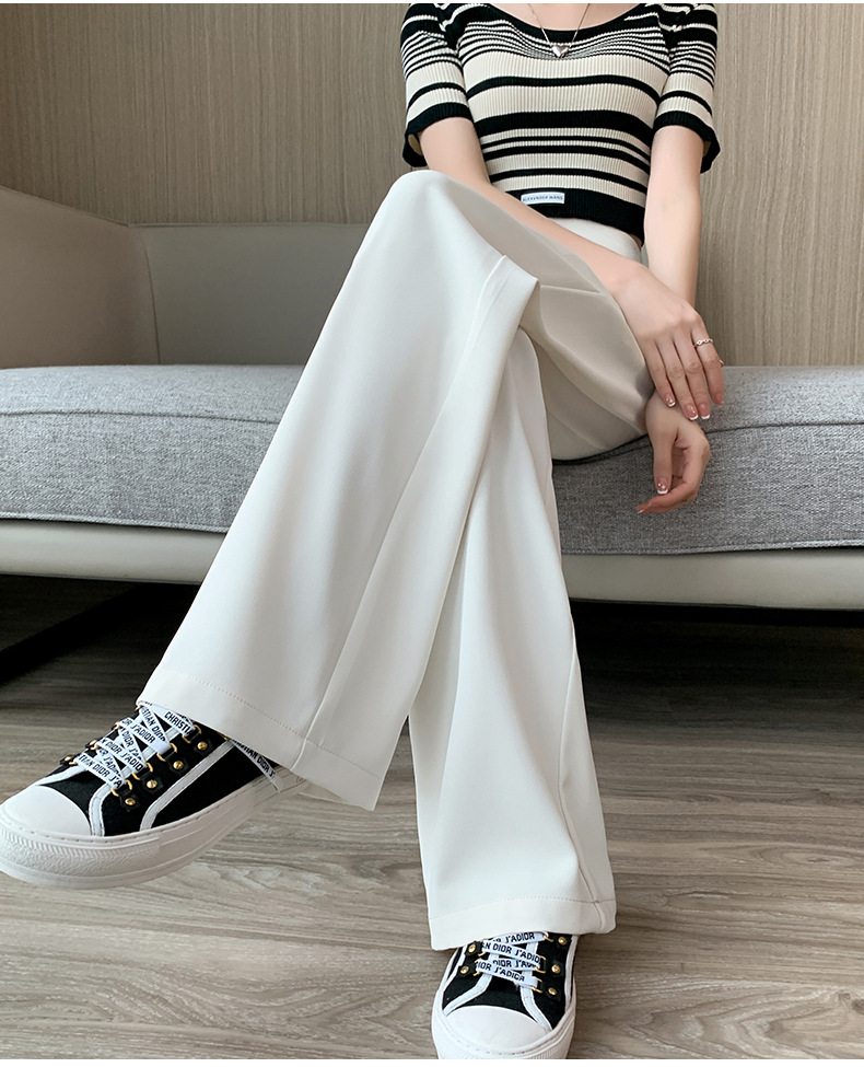 西装阔腿裤女裤子春秋高腰垂感直筒2023年小个子休闲显瘦黑色西裤详情15