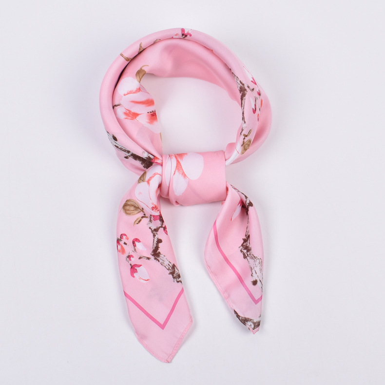 Wholesale of the new sweet floral pattern imitation silk scarves for autumn and winter 2022. Fashionable and elegant 70-square-meter scarves are versatile pic 21