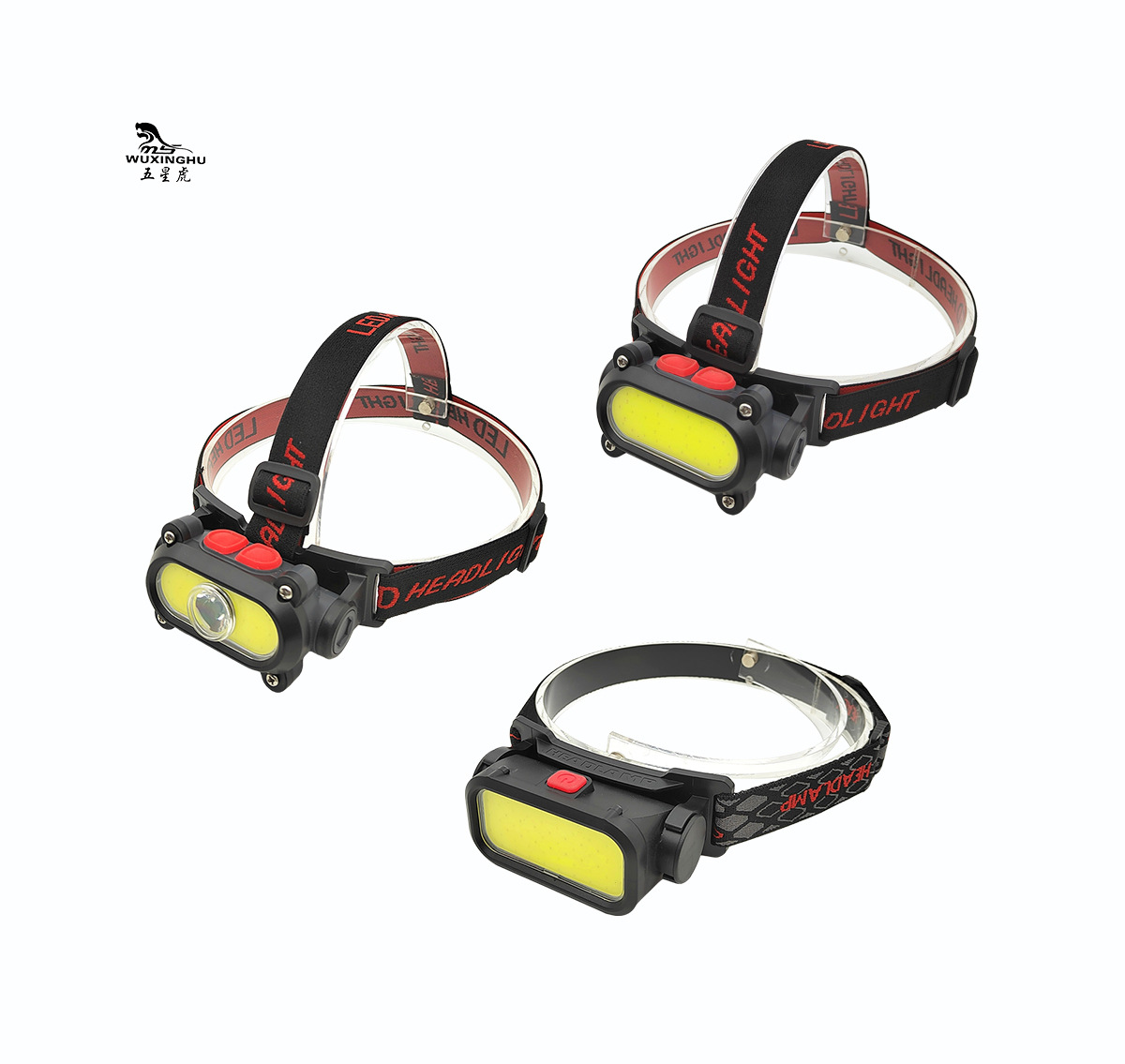 Cross-border bestseller COB+LED dual-light source lamp, USB charging red and white light charging headlamp, night running and fishing headlamp pic 1