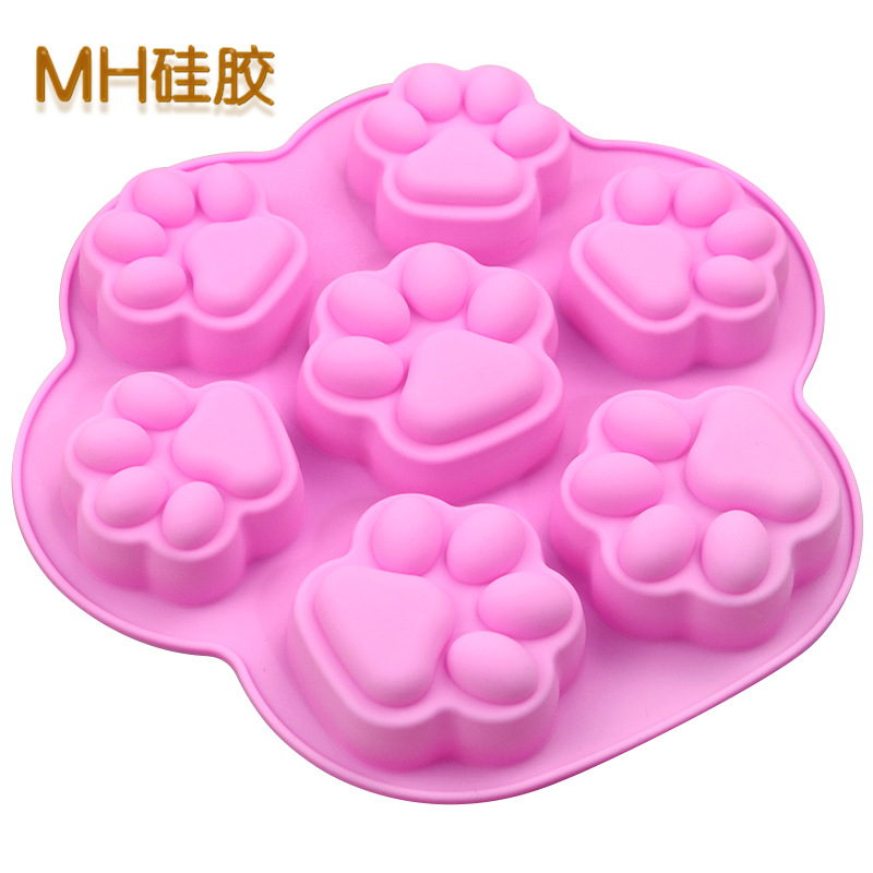 明昊 7连大小猫爪 硅胶蛋糕模具 手工皂模 果冻模具 夹心面包模详情4