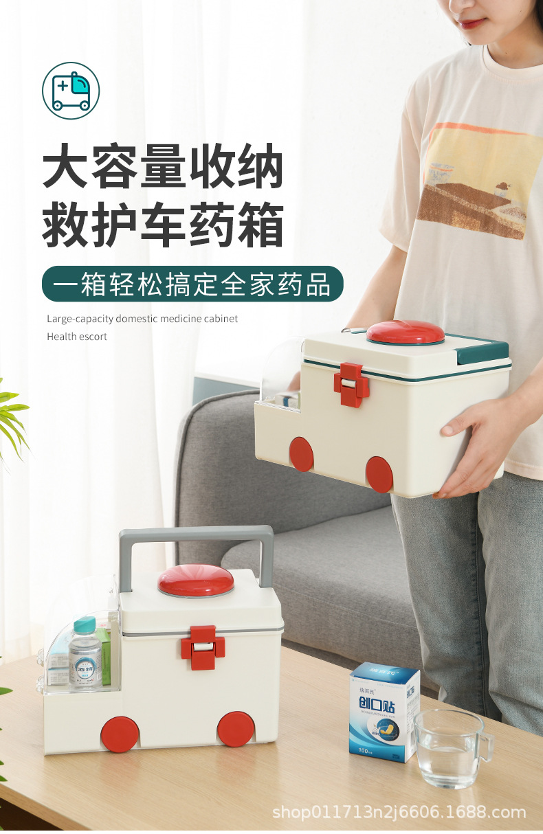 家用医药箱家庭装小型急救箱子全套药品收纳盒便携应急医疗箱详情1