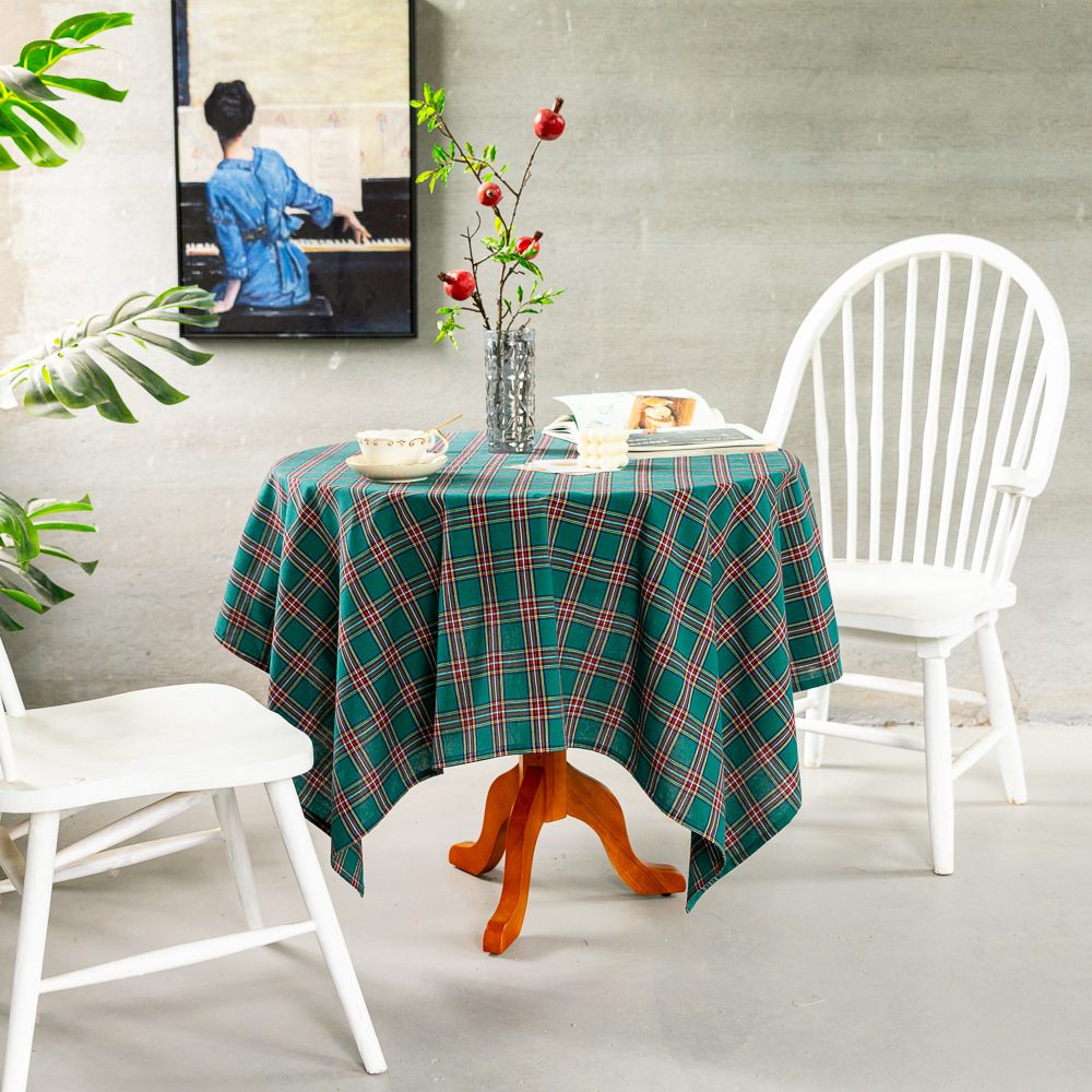Cross-border Christmas holiday decoration table fabric, retro striped checkered cotton and linen restaurant party cover, Amazon pic 45