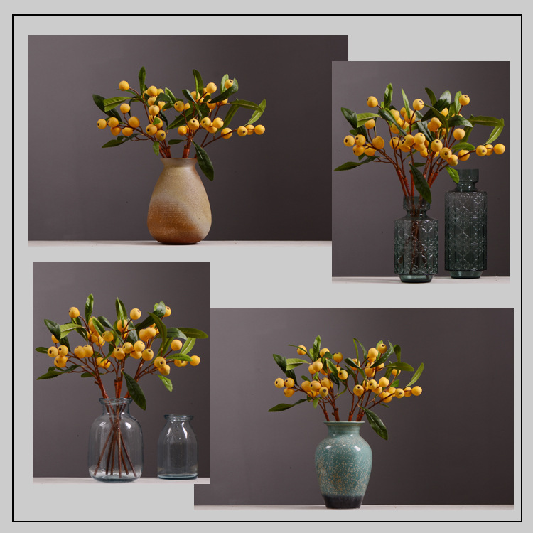 Factory direct sales of artificial loquat fruit branches, Chinese modern and simple soft decoration, artificial berries wholesale, prosperity fruit pic 15
