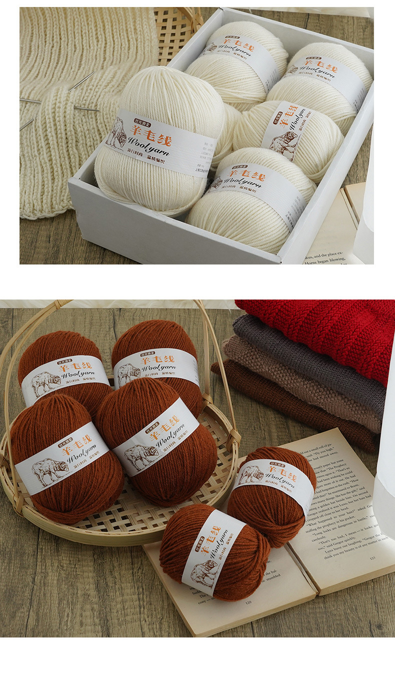 100% mercerized pure wool yarn, medium and thick hand-knitted scarf yarn, alpaca wool yarn factory direct sales, wool yarn wholesale pic 12