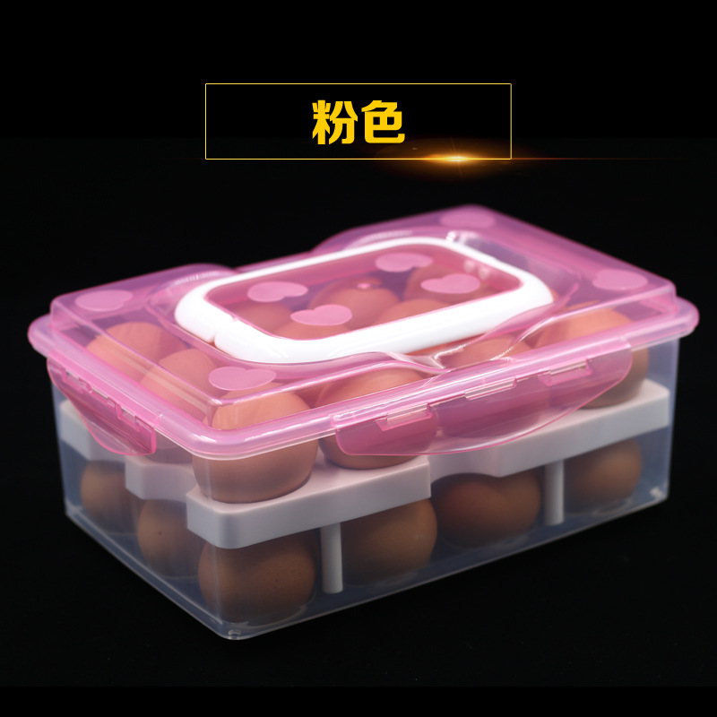 Plastic preservation box, 24-compartment egg box, refrigerator preservation storage box, double-layer tray packaging box, egg box pic 22