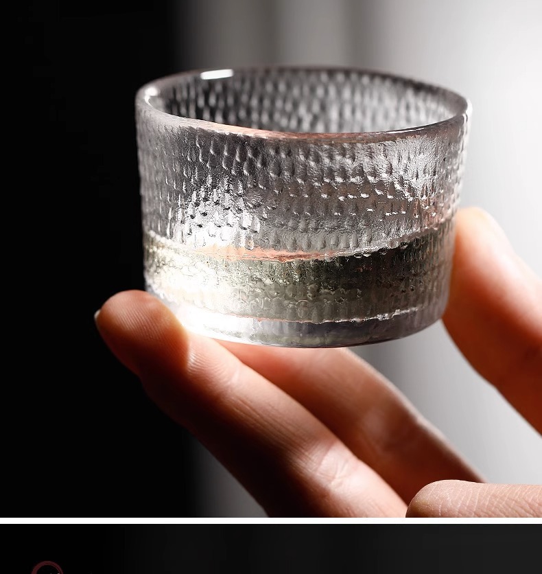 耐热透明小茶杯家用功夫茶具锤纹玻璃家用客厅待客茶杯喝水杯批发详情5