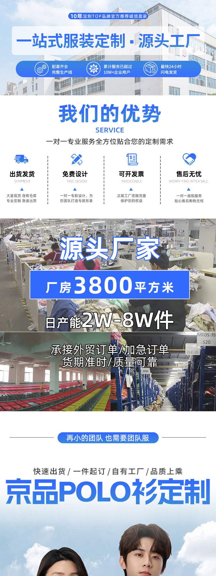 高端索罗纳polo衫定制工作服印字绣logo翻领短袖t恤夏季透气工衣详情1