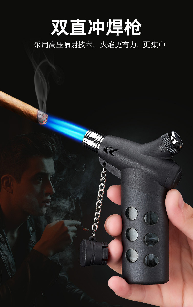 High-temperature double direct impact igniter, ceramic core, inflatable metal welding torch, igniter, barbecue cigar pic 3