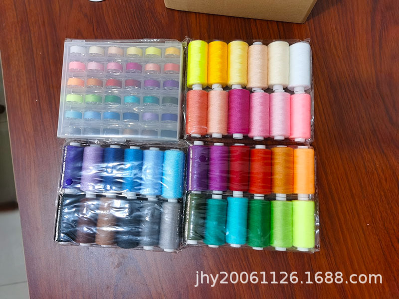 36-color 402 sewing thread with 36-color shuttle core set, can be added with hand sewing needle card shuttle core box, small thread, hand sewing thread pic 1