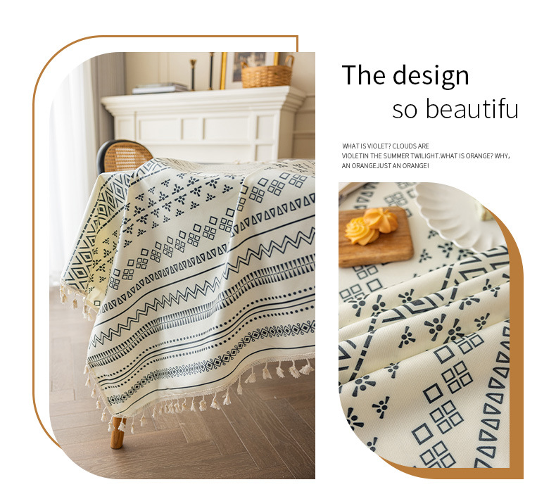 免洗棉麻波西米亚桌布 长方形流苏民族风艺术布艺 防水防油餐桌布 民宿装饰用品 其他分类详情6