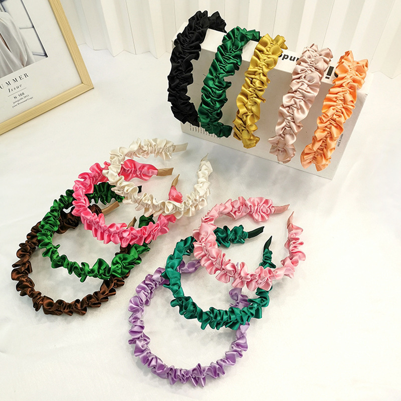 Korean-style versatile pleated hair accessories, cross-border European and American large intestine headbands, retro French satin facial hair clips, headwear and hair bands pic 13