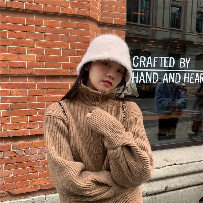 帽子女秋冬季韩版2022年爆款时尚百搭盆帽显脸小兔毛绒水桶渔夫帽详情7