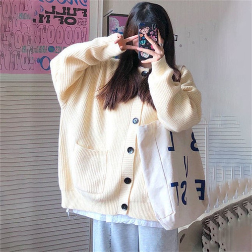 早秋慵懒风宽松休闲百搭长袖外套上衣2022新款时尚针织连帽开衫女详情10