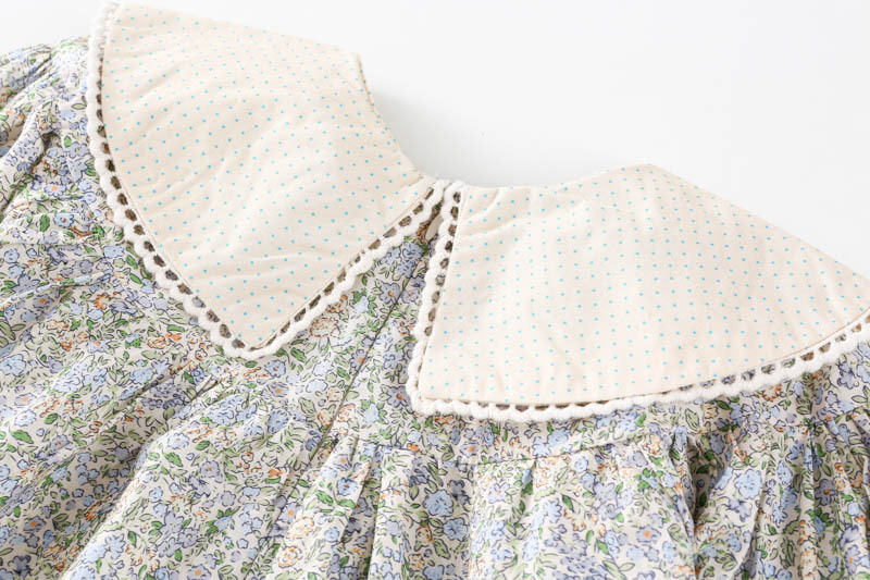 韩国童装女童碎花连衣裙春装洋气儿童娃娃领气质宝宝甜美公主裙子详情29