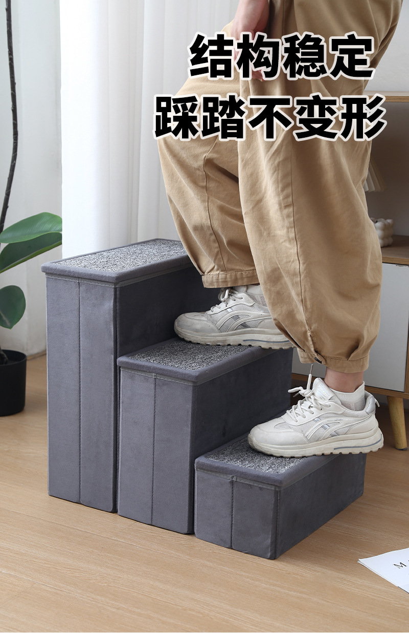 The cross-border pet staircase with foldable spear nails can be connected to three levels of steps and can store dog and cat ladders pic 7