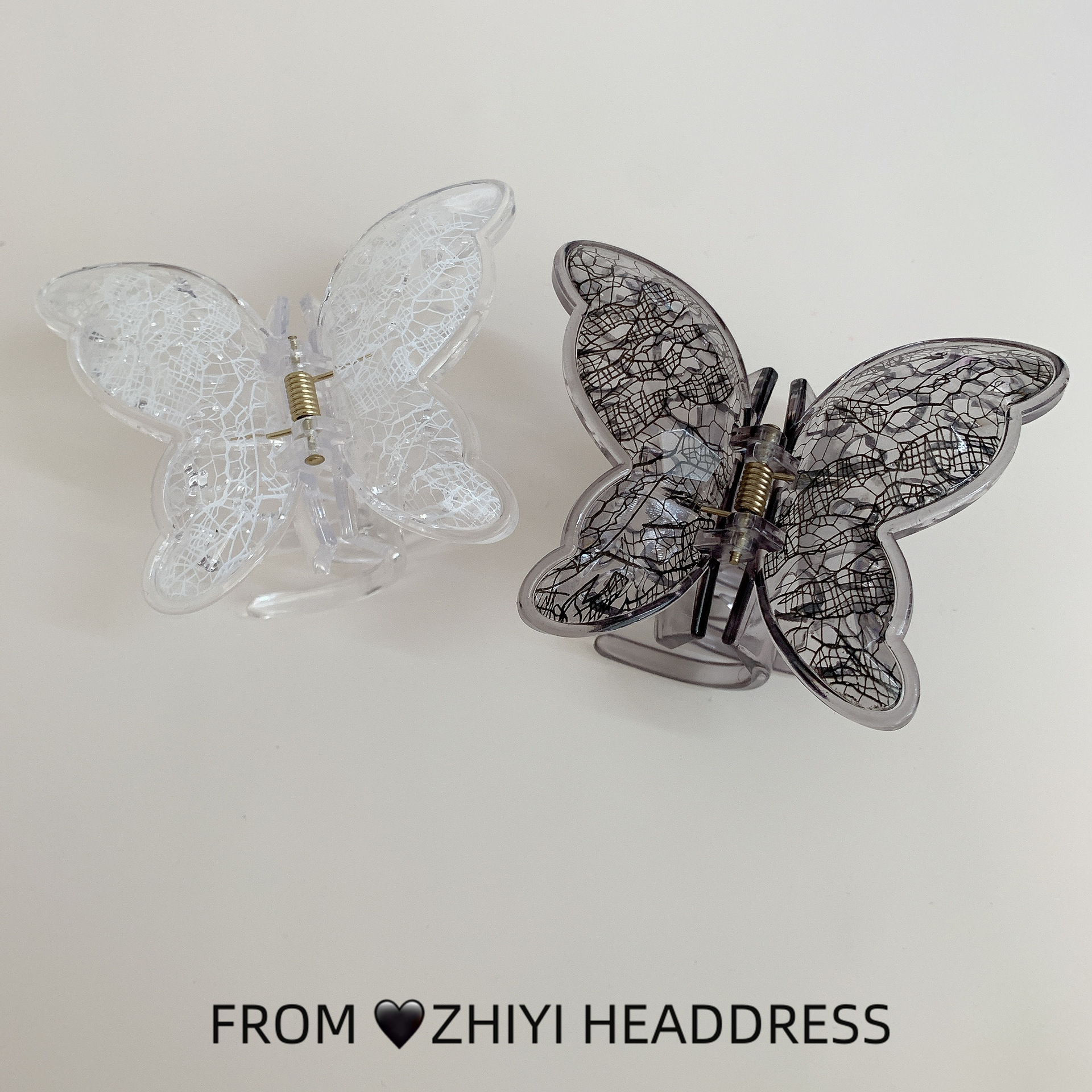 Retro lace butterfly hair clips for women, half-tied hair at the back of the head, high-end shark clips, new small scratch-clip headwear and hair accessories pic 3