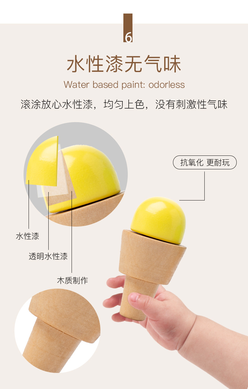 儿童木制冰淇淋售卖过家家益智玩具宝宝仿真雪糕丹麦贵族冰淇淋车详情12
