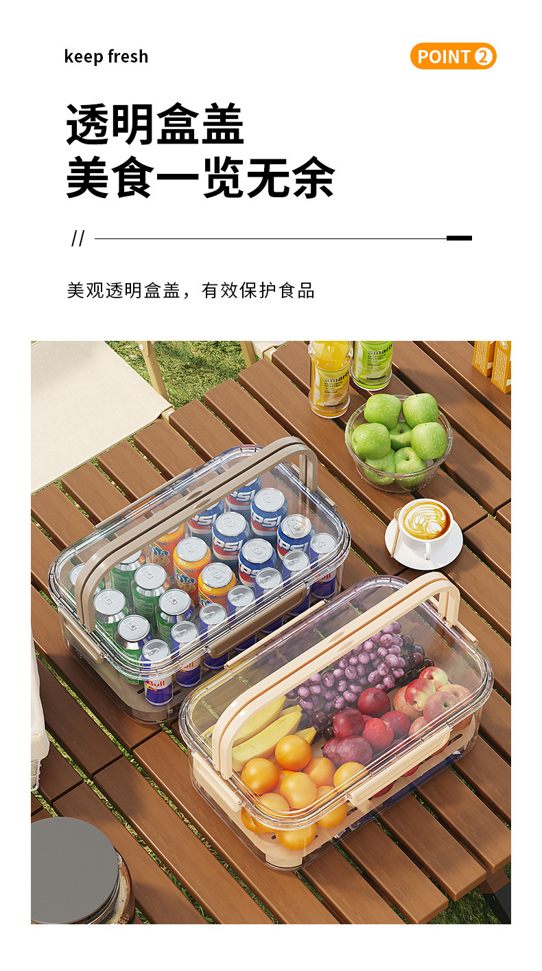 Food-grade hand-held food storage box, plastic hand-held outdoor picnic box, large rectangular refrigerator storage sealed box for refrigeration pic 6