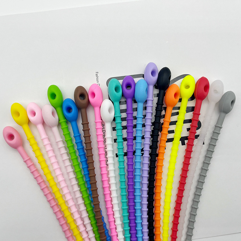 厂家批发210mm彩色硅胶扎带玩具公仔挂绳数据线收纳DIY饰品挂绳详情6