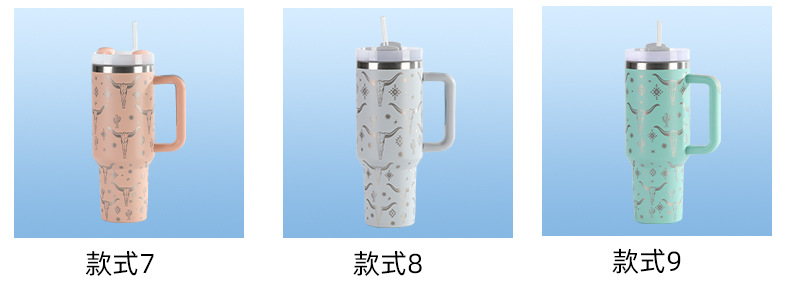 二代激光牛头印花保温杯商务男士大容量保温水杯不锈钢手柄汽车杯详情8