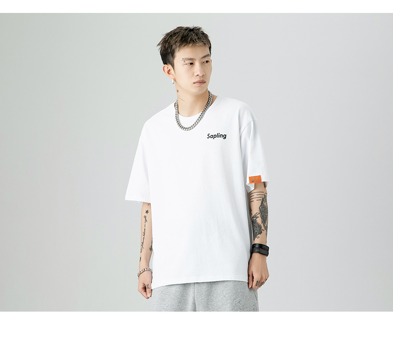 韩路日系男装 潮牌字母印花T恤男宽松百搭基础款纯棉情侣装短袖详情11