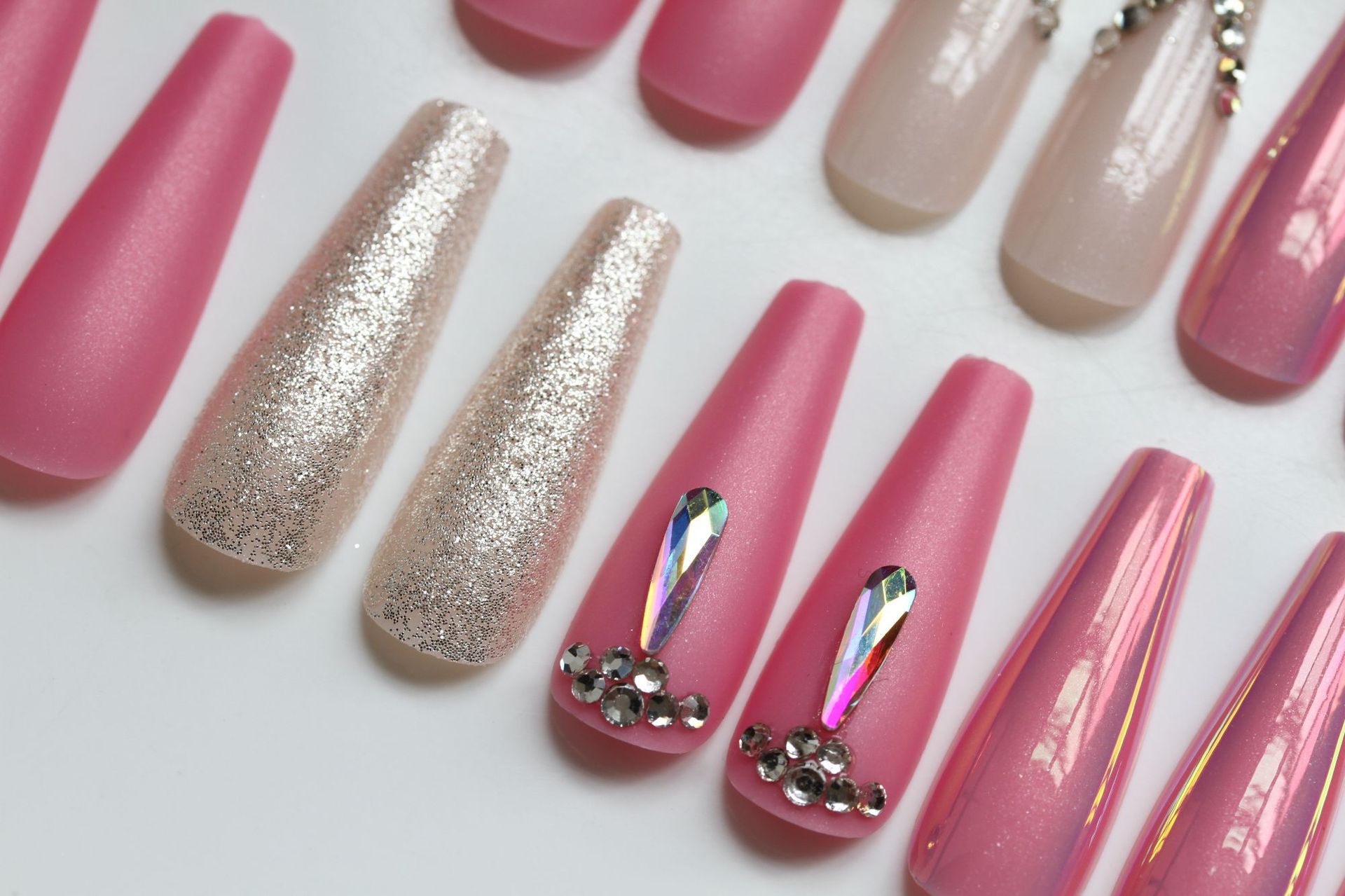 Special offer on 30 pieces of long ballet nail nail patches with diamonds pic 22