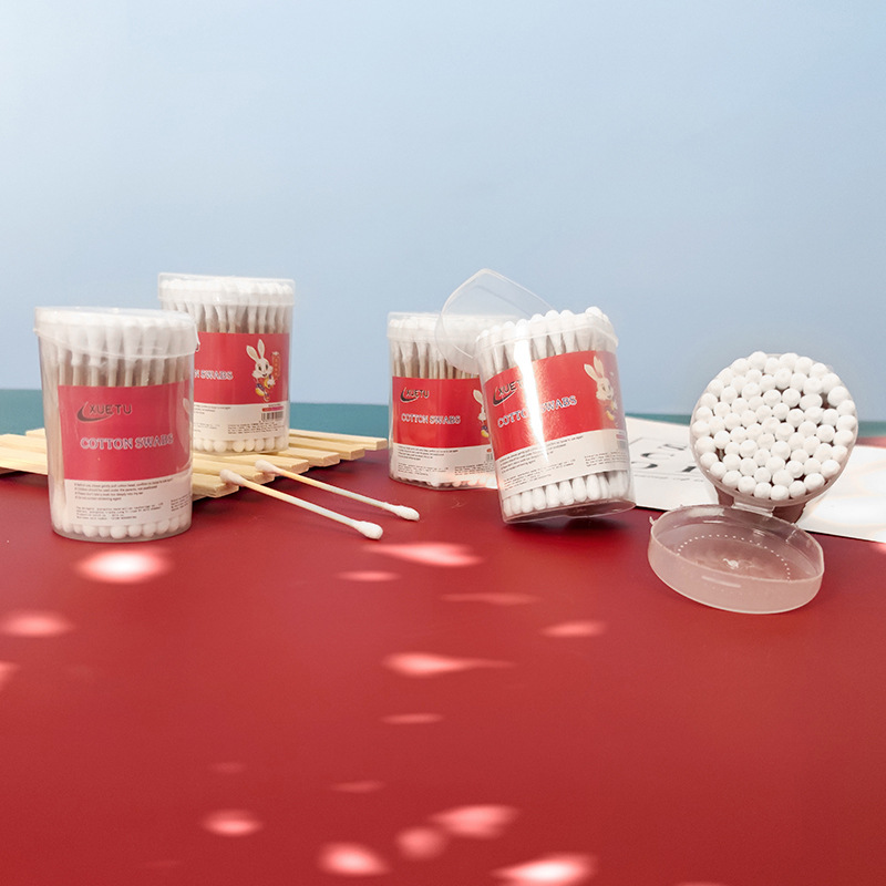 一次性双头竹木棒化妆棉签清洁棉棒棉花棒盒装足数100支 双头棉签详情11