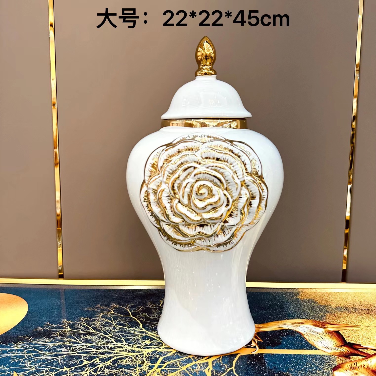 2025 New European-style electroplated gold ceramic general vase decoration, light luxury handicrafts, model room soft decoration, entrance hall decoration, vase wholesale, ceramic vase, simulated flower belt vase, vase, vase, hydroponic vase pic 7