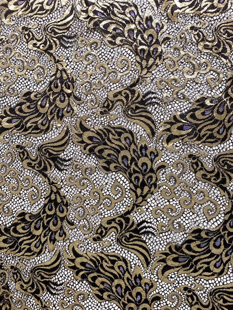 Wholesale of gold-colored phoenix lace fabric, phoenix skirts, wedding accessories, home window screens and tablecloths pic 9