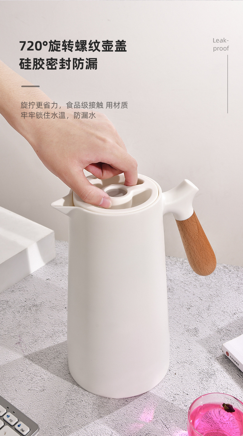 Wholesale cross-border European-style insulated kettles with wooden handles, simple coffee kettles, household fashionable insulated bottles and water kettles as gifts pic 10