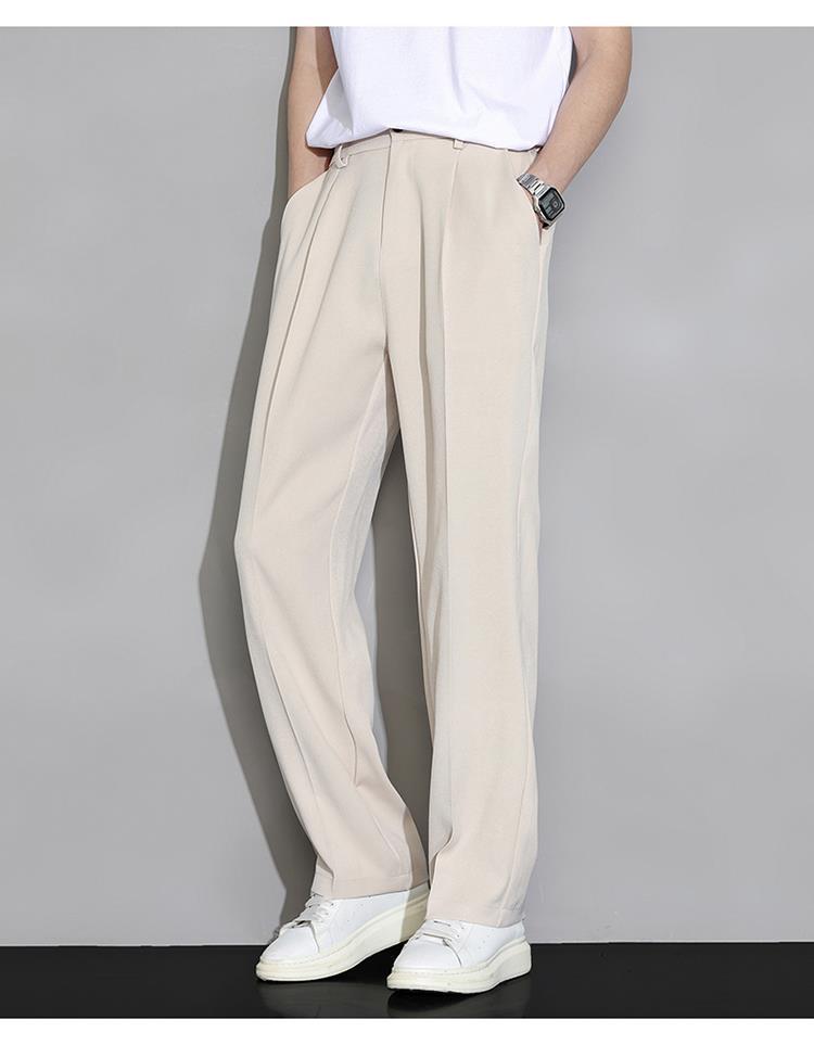 冰丝小西裤男夏季薄款阔腿直筒宽松休闲长裤高级感垂坠感西装裤子详情22