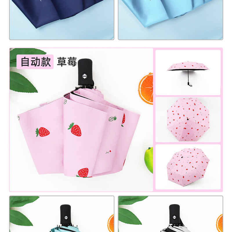 Automatic umbrellas for sun protection and shading, three-fold umbrellas, folding logo advertising umbrellas, bulk wholesale, UV black vinyl sun umbrellas pic 15