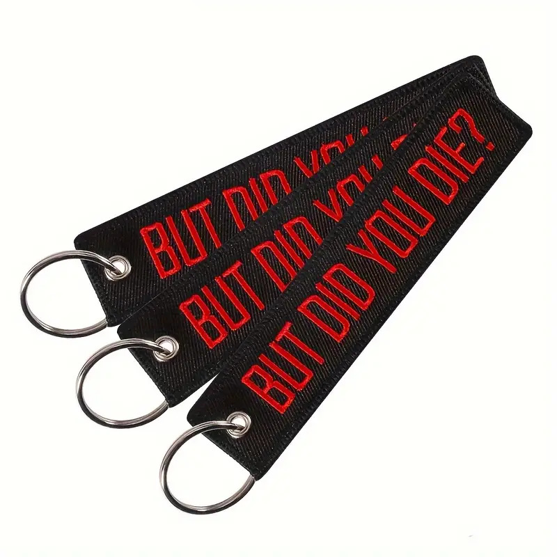 亚马逊刺绣红底白字飞行前摘除标签钥匙扣REMOVE BEFORE FLIGHT详情4