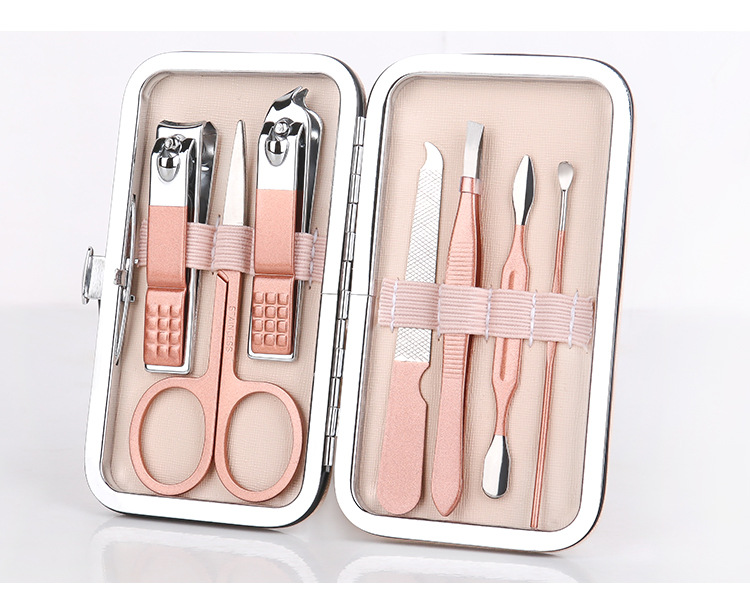 Nail clipper set, rose gold 7-piece gift nail tool, double-edge sharpened, sharp and durable nail clipper set pic 13